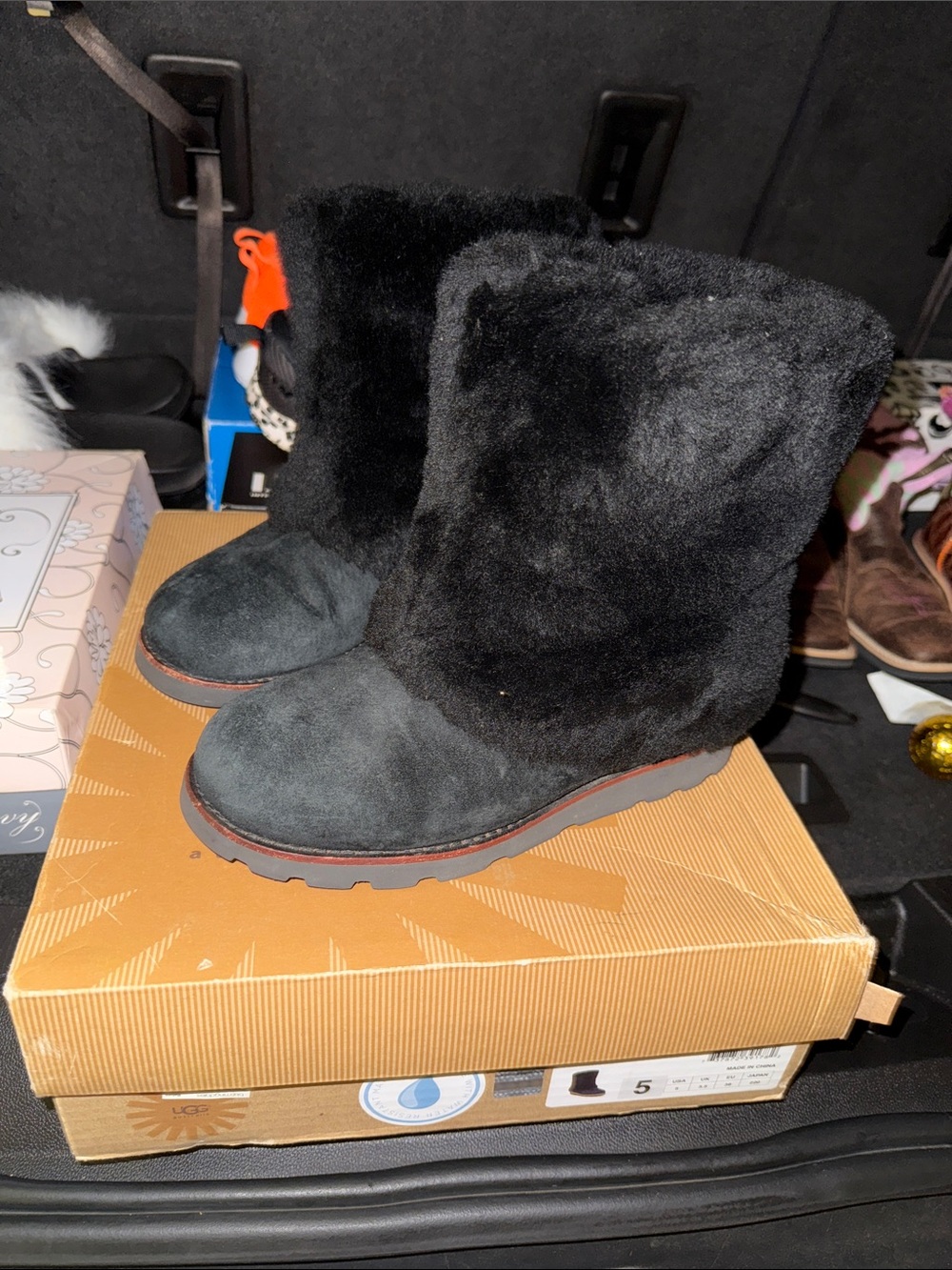 UGG Black Faux-Fur Mid-Calf Boot
